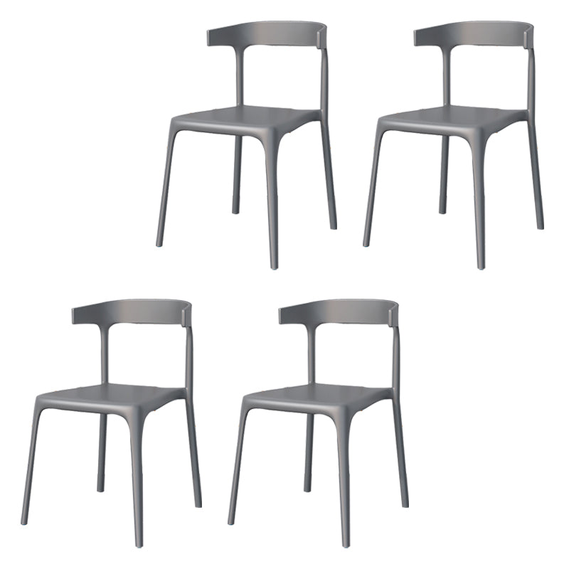 Modern Style Stackable Chair Dining Open Back Armless Chair for Kitchen with Plastic Legs