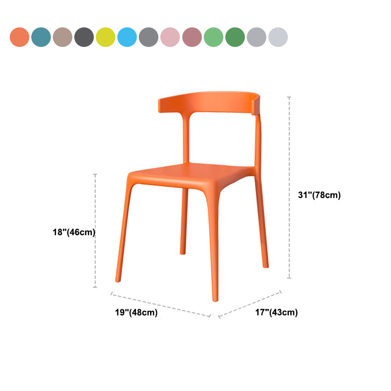 Modern Style Stackable Chair Dining Open Back Armless Chair for Kitchen with Plastic Legs