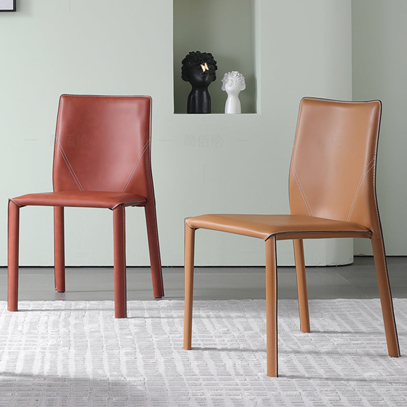 Designer Style Armless Chair Solid Back Side Leather Chair for Restaurant