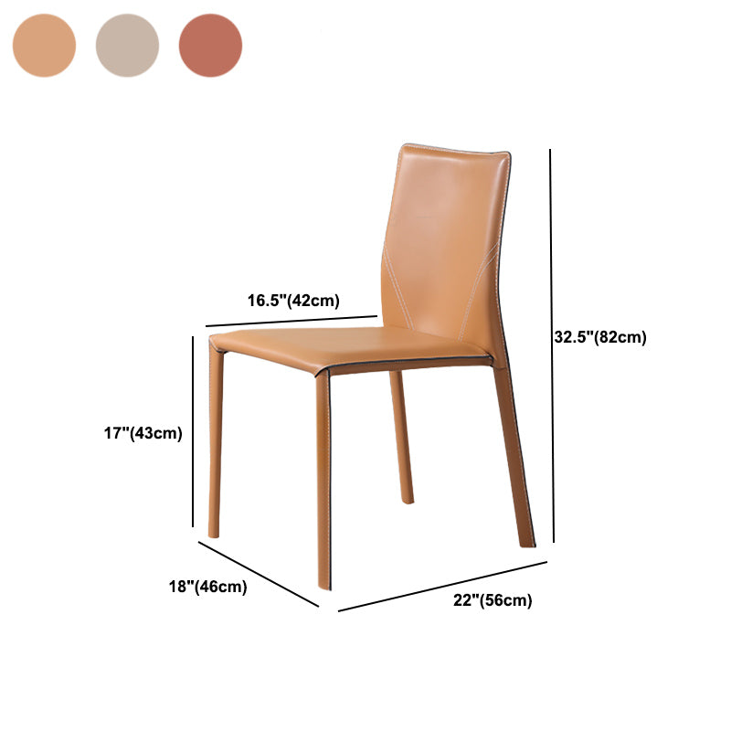 Designer Style Armless Chair Solid Back Side Leather Chair for Restaurant