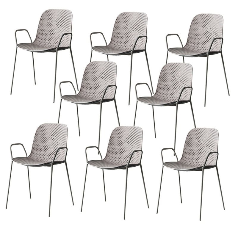 Contemporary Style Arm Chair Plastic Dining Chair with Metal Base