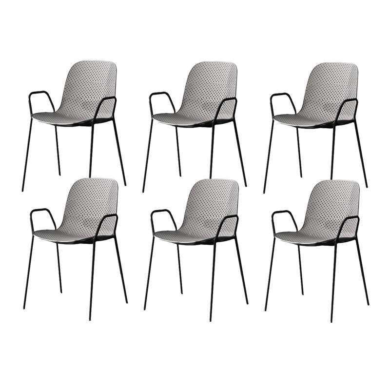 Contemporary Style Arm Chair Plastic Dining Chair with Metal Base