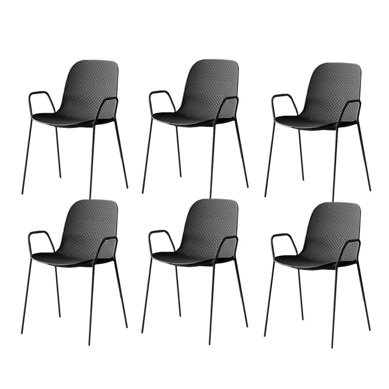 Contemporary Style Arm Chair Plastic Dining Chair with Metal Base