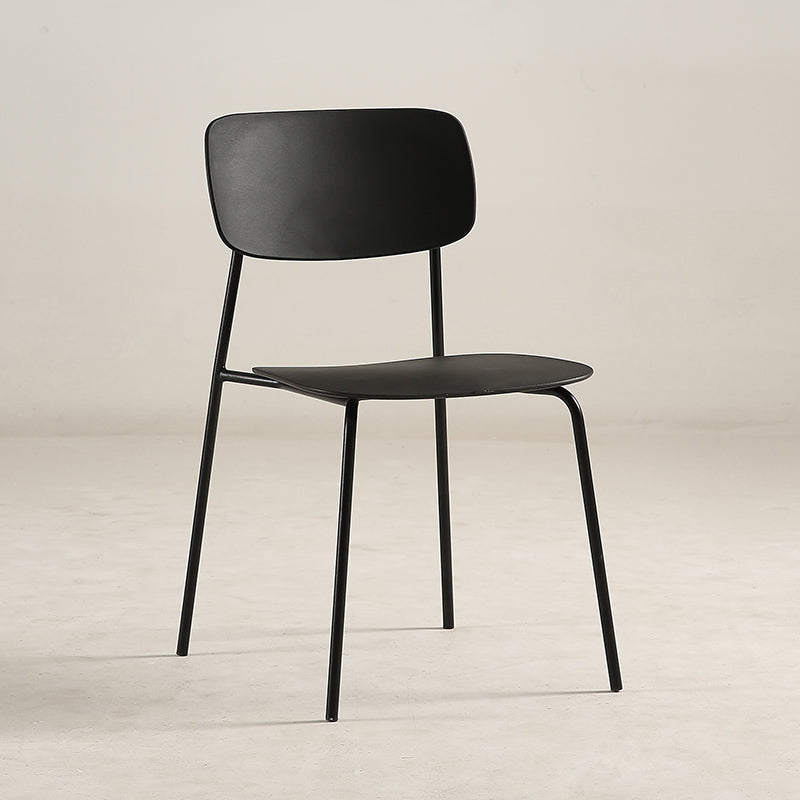 Industrial Armless Kitchen Chair Plastic Open Back Side Indoor Chair with Metal Base