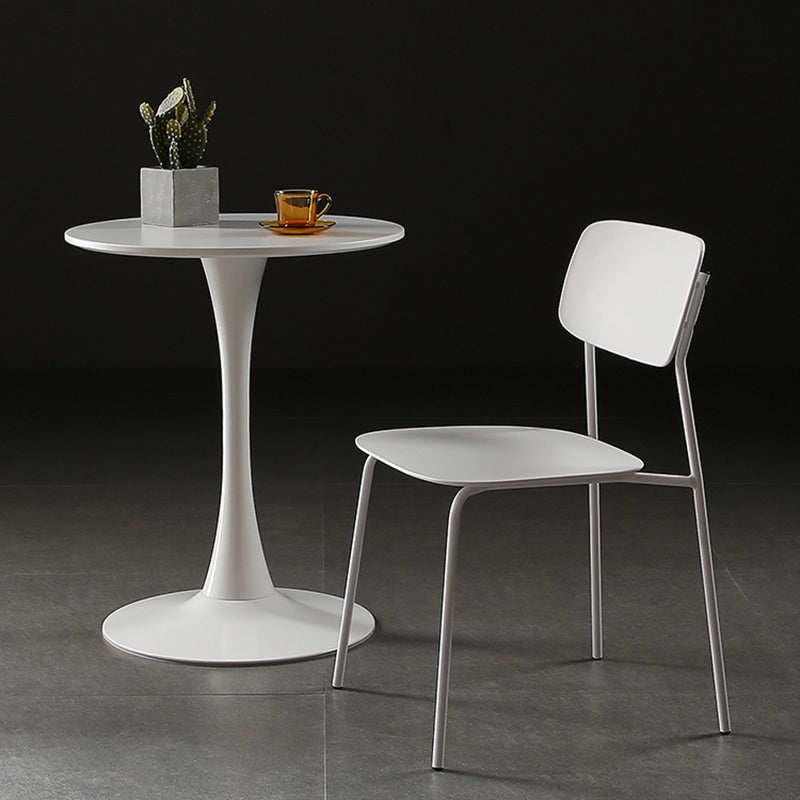 Industrial Armless Kitchen Chair Plastic Open Back Side Indoor Chair with Metal Base