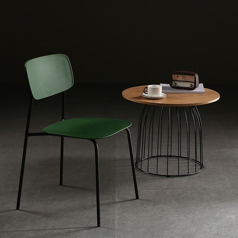 Industrial Armless Kitchen Chair Plastic Open Back Side Indoor Chair with Metal Base