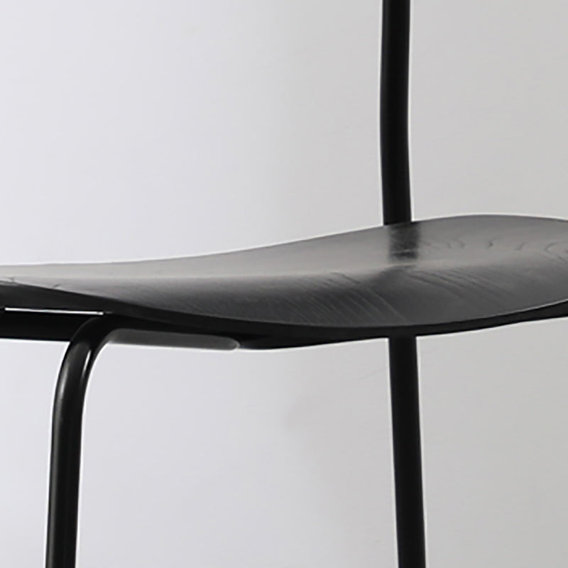 Industrial Armless Kitchen Chair Wooden Open Back Side Chair with Metal Base