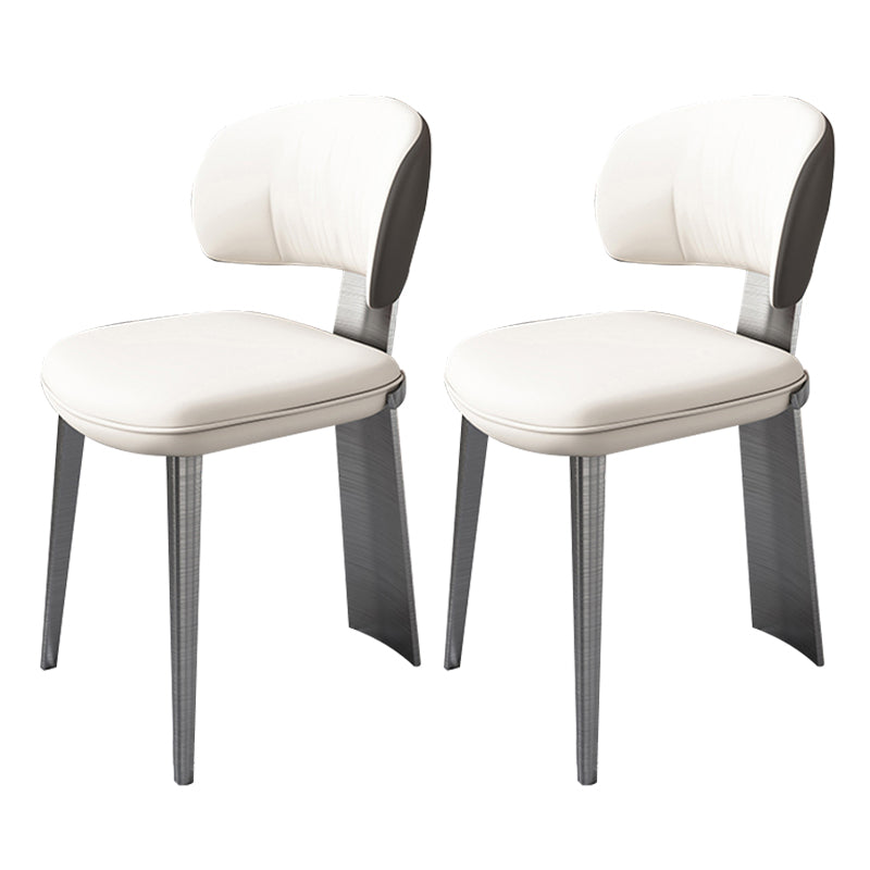 Glam Dining Chair Faux Leather and Metal Armless Dining Chairs