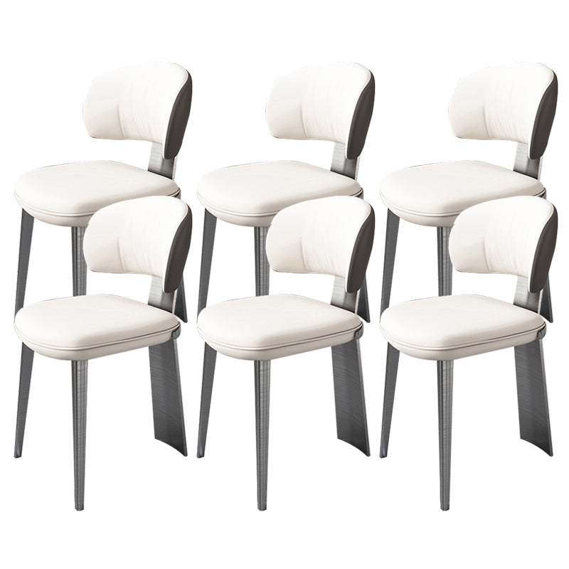 Glam Dining Chair Faux Leather and Metal Armless Dining Chairs