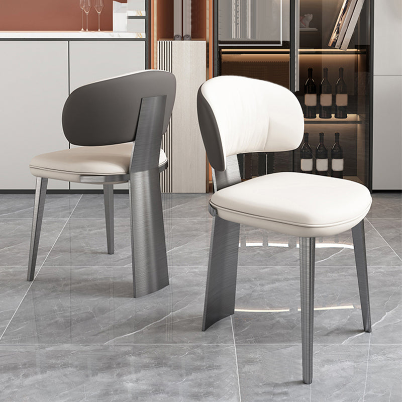 Glam Dining Chair Faux Leather and Metal Armless Dining Chairs