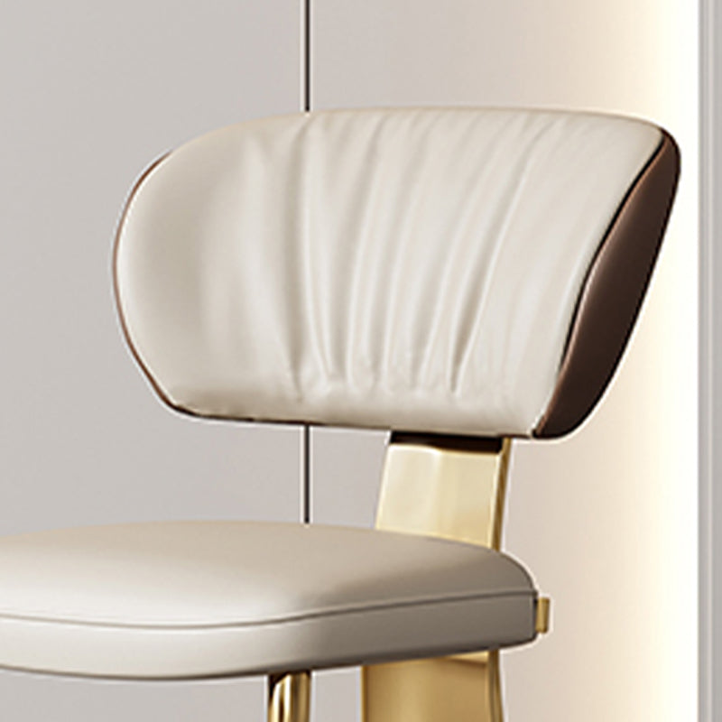 Glam Dining Chair Faux Leather and Metal Armless Dining Chairs