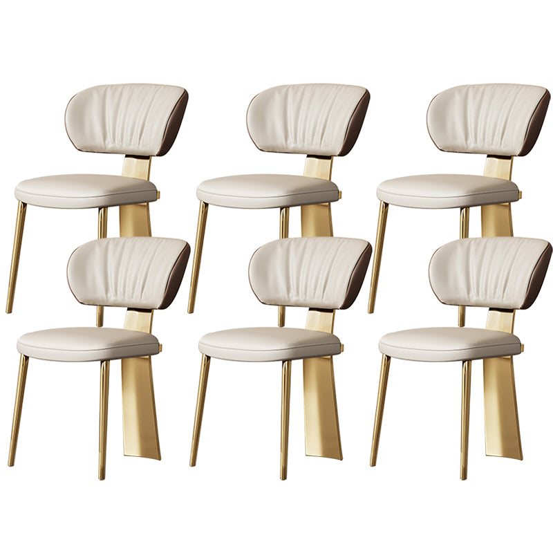 Glam Dining Chair Faux Leather and Metal Armless Dining Chairs