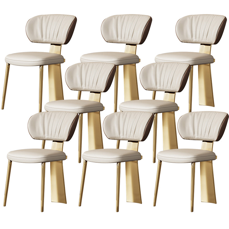 Glam Dining Chair Faux Leather and Metal Armless Dining Chairs