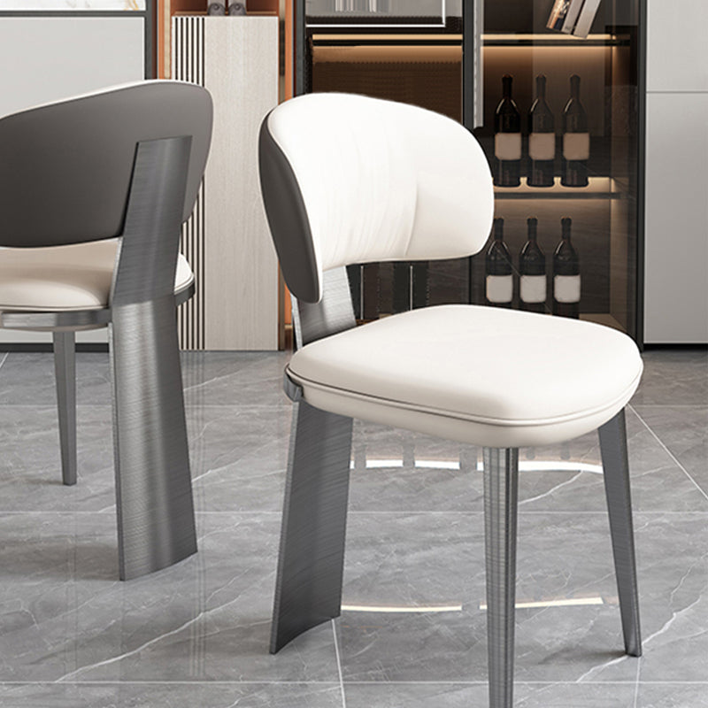 Glam Dining Chair Faux Leather and Metal Armless Dining Chairs