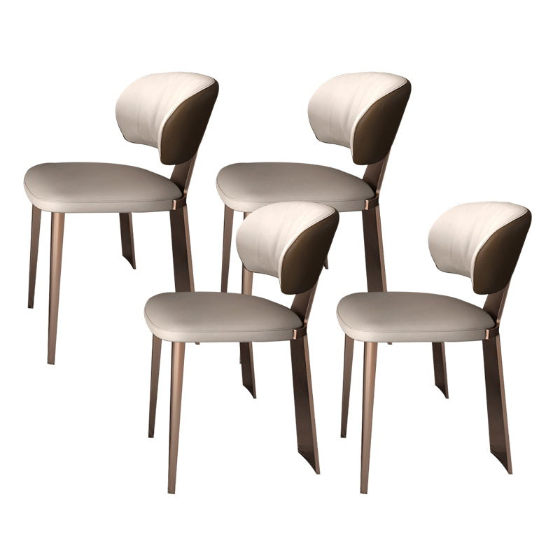 Glam Dining Chair Faux Leather and Metal Armless Dining Chairs