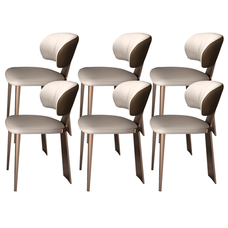 Glam Dining Chair Faux Leather and Metal Armless Dining Chairs