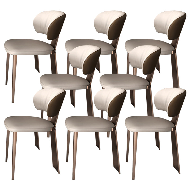 Glam Dining Chair Faux Leather and Metal Armless Dining Chairs