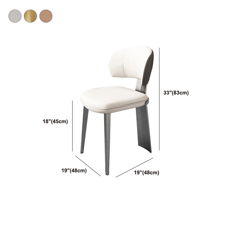 Glam Dining Chair Faux Leather and Metal Armless Dining Chairs