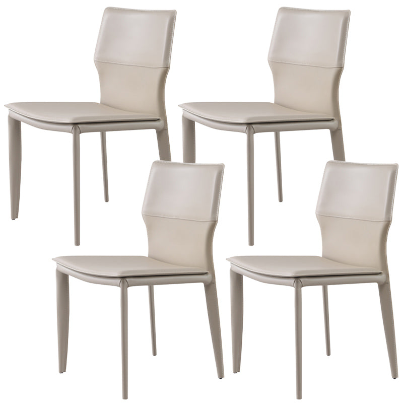 Upholstered Dining Chair with Leather Legs Matte Finish Solid Back Side Chair