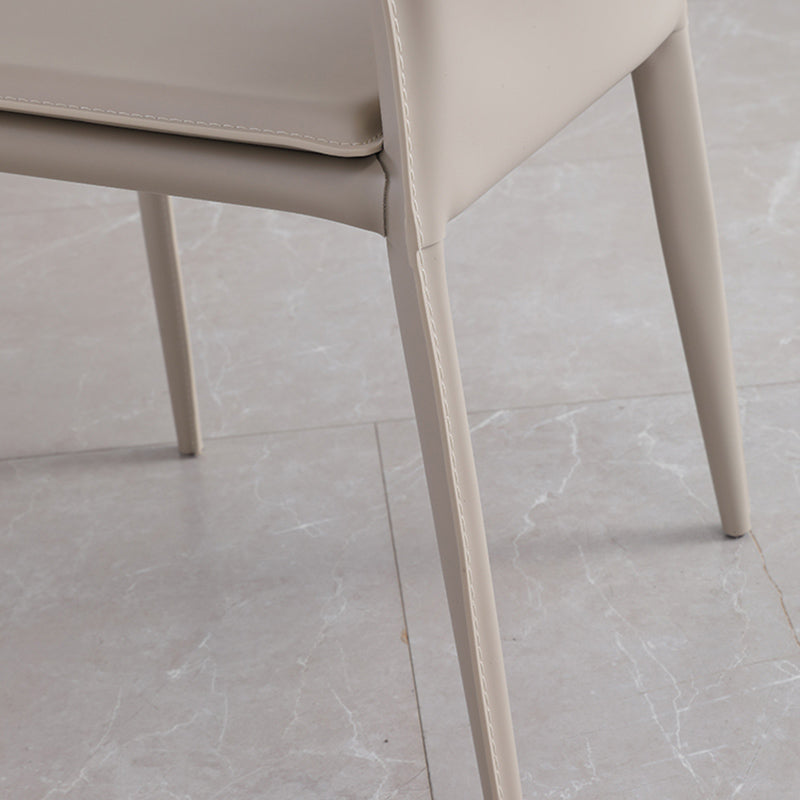 Upholstered Dining Chair with Leather Legs Matte Finish Solid Back Side Chair