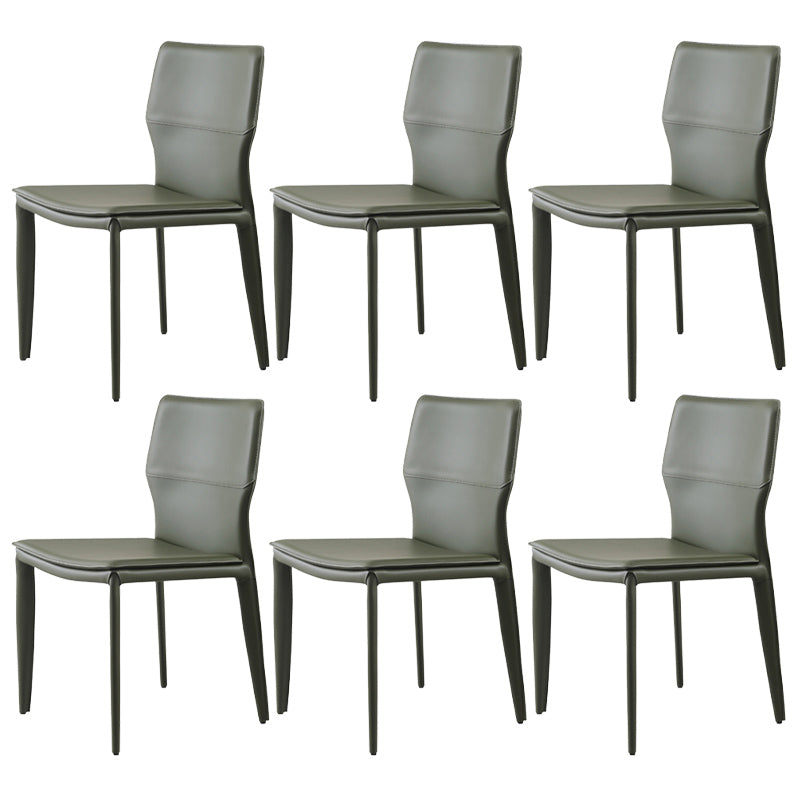 Upholstered Dining Chair with Leather Legs Matte Finish Solid Back Side Chair