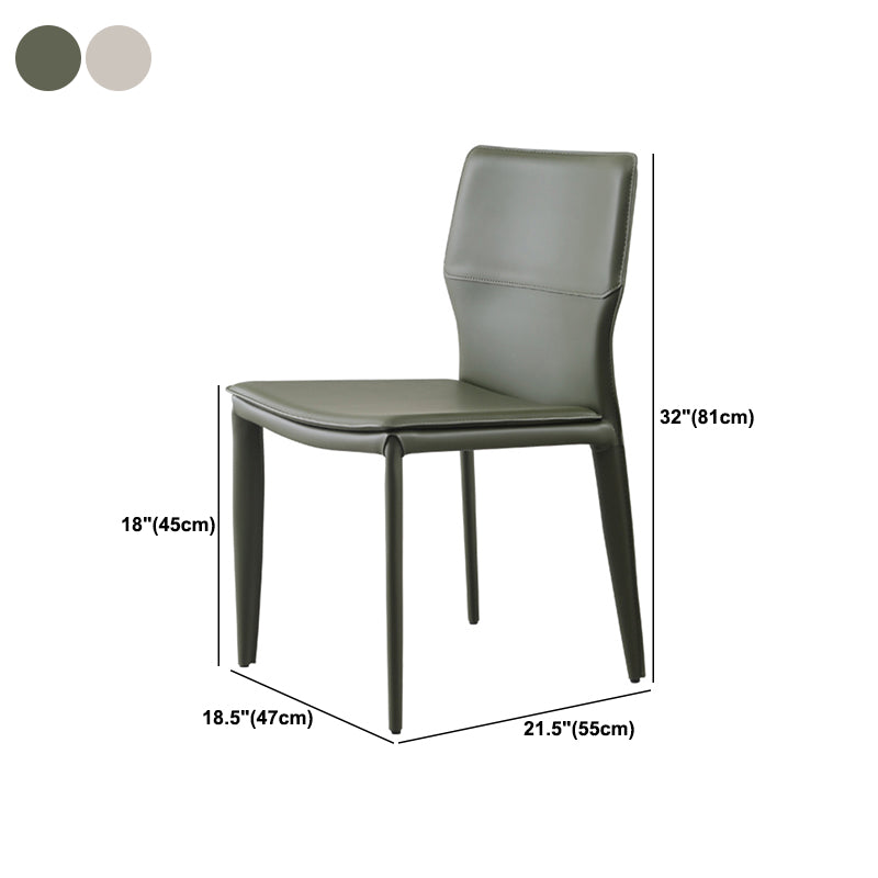 Upholstered Dining Chair with Leather Legs Matte Finish Solid Back Side Chair