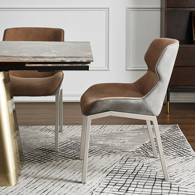 Metal Industrial Dining Chair with Grey Legs Matte Finish Wingback Side Chair