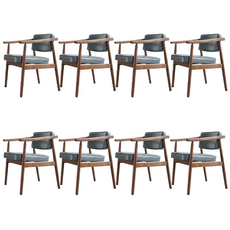 Oak Wood Modern Dining Chair for Home Faux Leather Open Back Side Chair