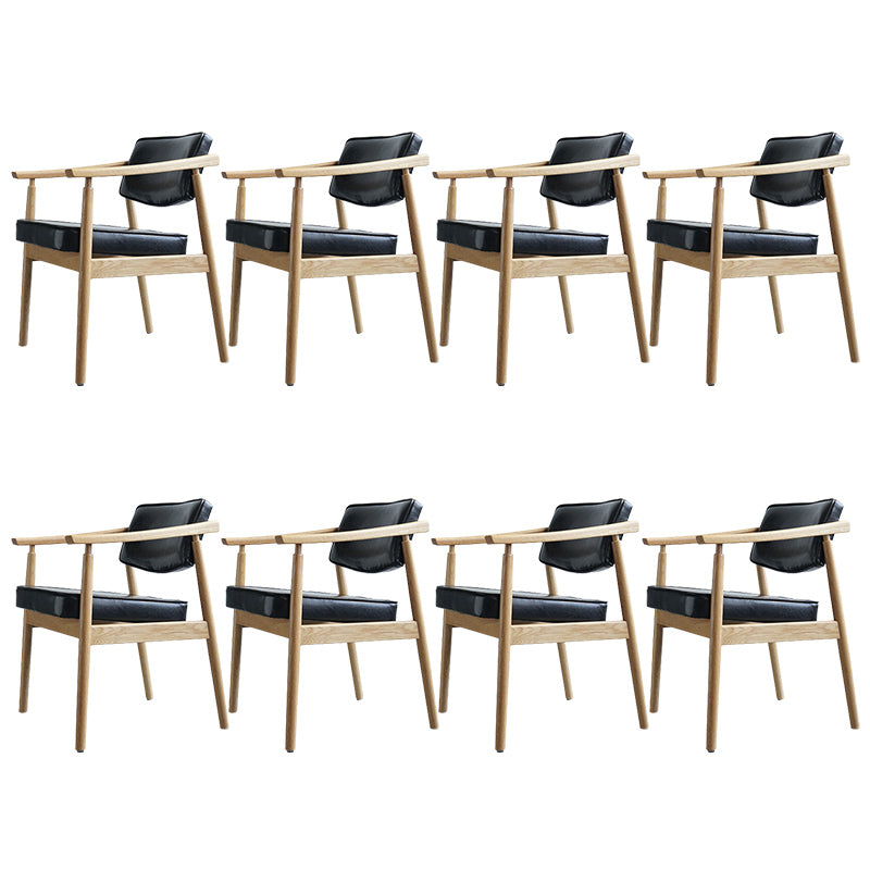 Oak Wood Modern Dining Chair for Home Faux Leather Open Back Side Chair