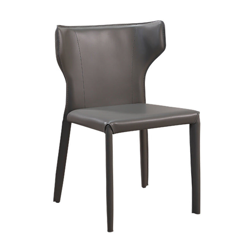 Matte Finish Wingback Side Chair Contemporary Dining Chair with Leather Legs