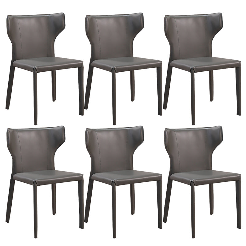 Matte Finish Wingback Side Chair Contemporary Dining Chair with Leather Legs