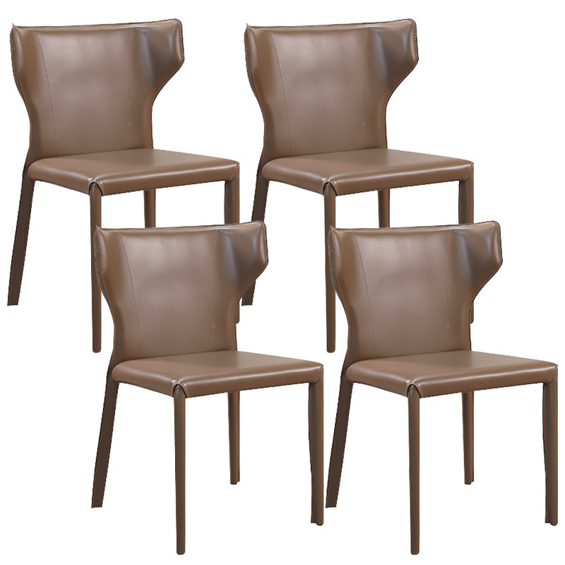 Matte Finish Wingback Side Chair Contemporary Dining Chair with Leather Legs