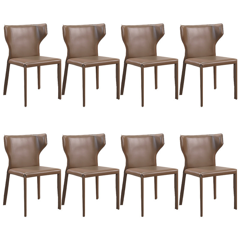 Matte Finish Wingback Side Chair Contemporary Dining Chair with Leather Legs
