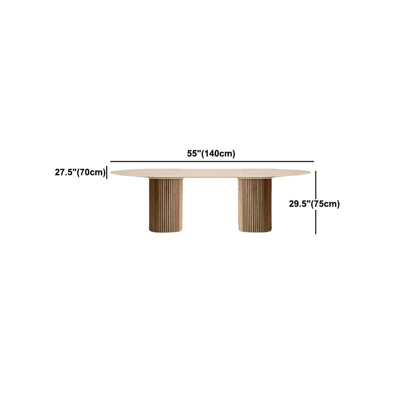 Pine Wood Top Dining Table Modern Oval Dining Table with Sled Base