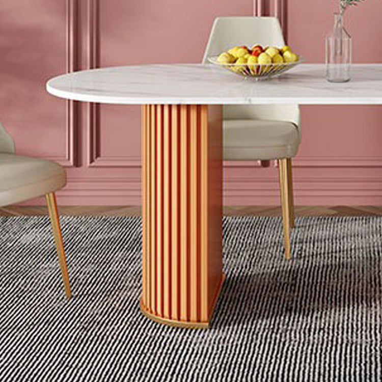 Stone Top Dining Room Table Traditional Luxury Oval Table with Sled Base