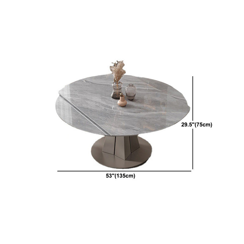 Stone Top Dining Table Modern Round Dining Table with Pedestal Base in Grey