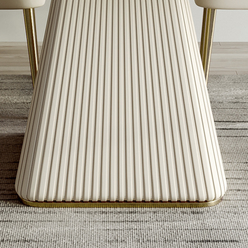 Stone Top Dining Table Rectangle Dining Table with Pedestal Base in White