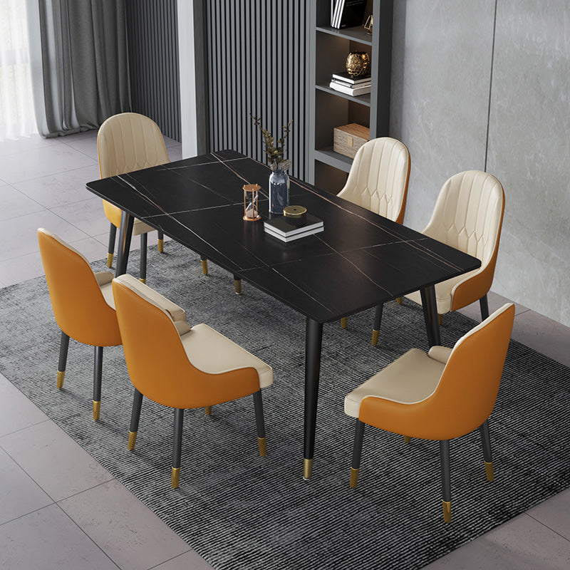 Rectangle Dining Table Stone Top Dining Table with Iron Base