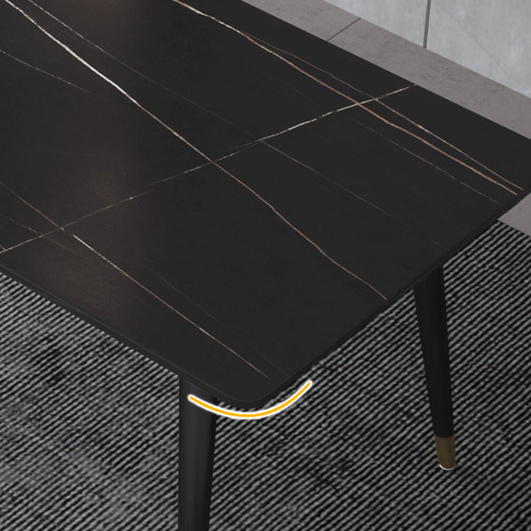 Rectangle Dining Table Stone Top Dining Table with Iron Base
