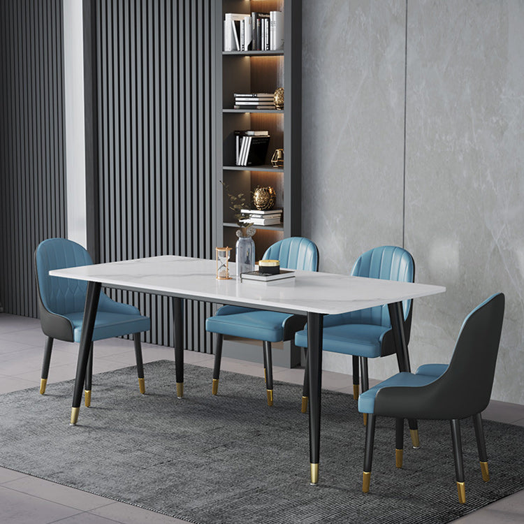 Rectangle Dining Table Stone Top Dining Table with Iron Base