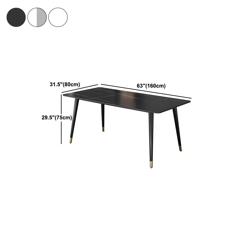 Rectangle Dining Table Stone Top Dining Table with Iron Base