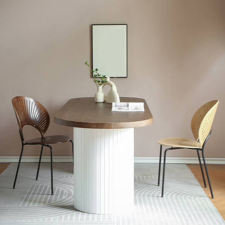 Pine Solid Wood Dining Table Oval Dining Table with Double Pedestal