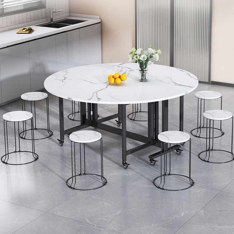 Folding Dining Table Faux Marble Dining Table with Black Frame