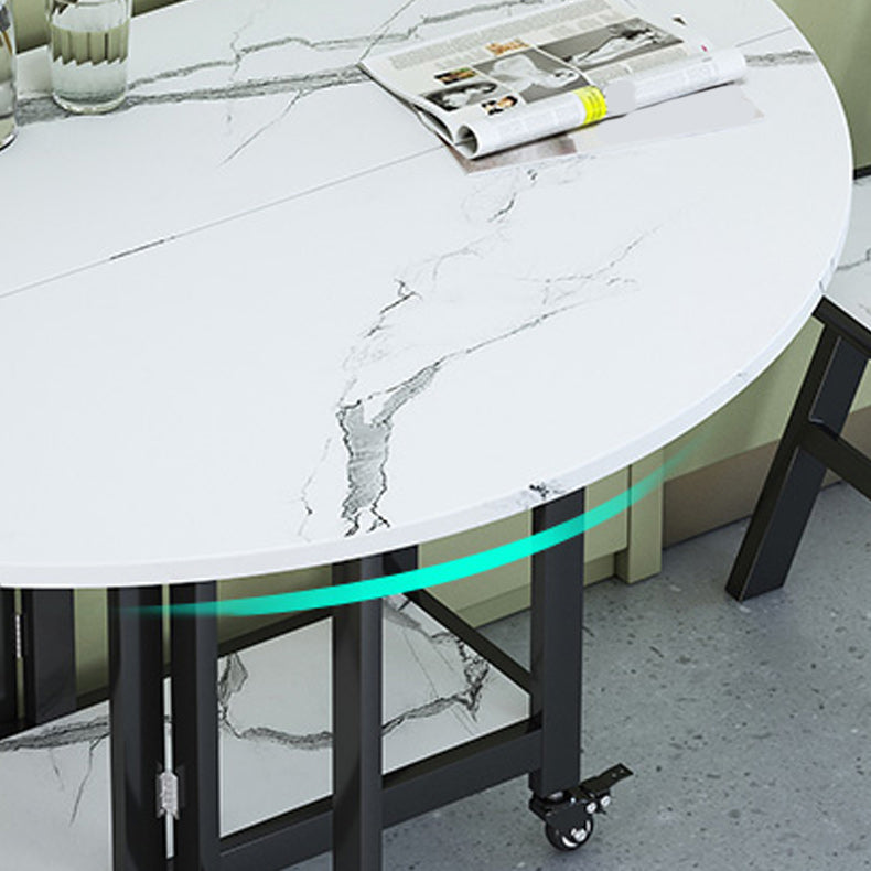 Folding Dining Table Faux Marble Dining Table with Black Frame