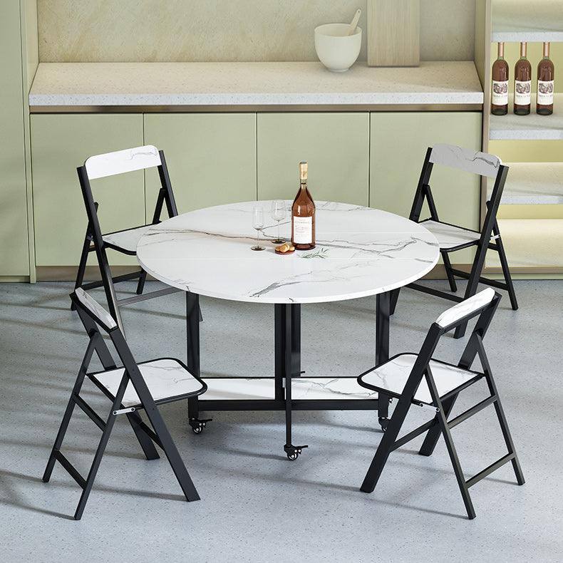 Folding Dining Table Faux Marble Dining Table with Black Frame
