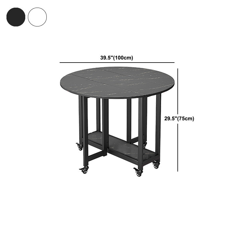Folding Dining Table Faux Marble Dining Table with Black Frame