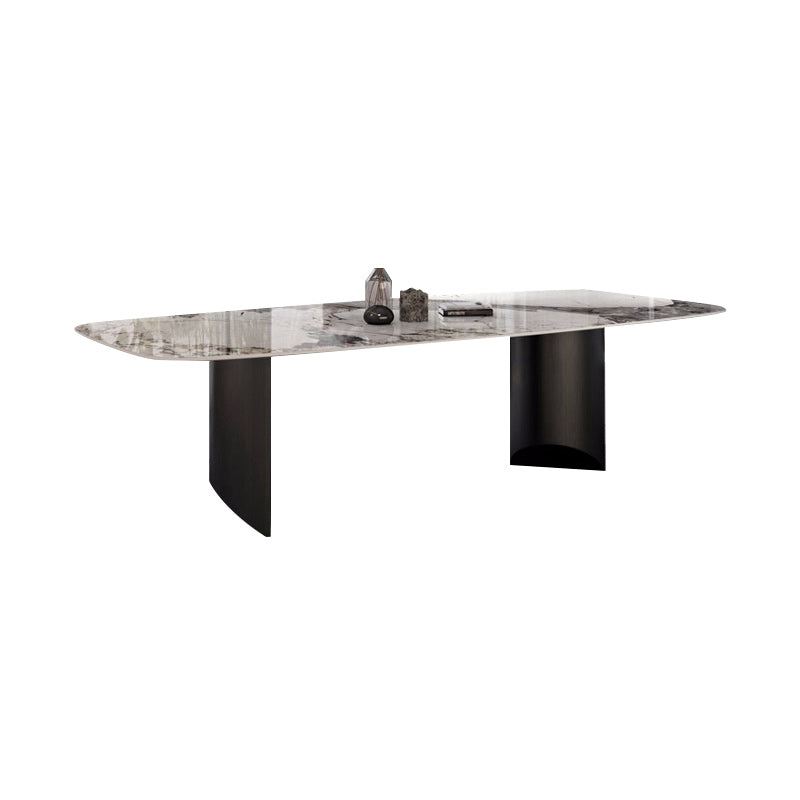Modern Metal Base Dining Table Stone Rectangle Dining Table for Home