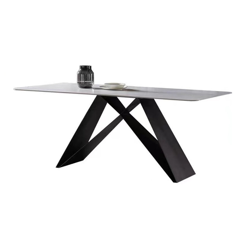 Modern Rectangle Table Stone Dining Room Table with Metal Base