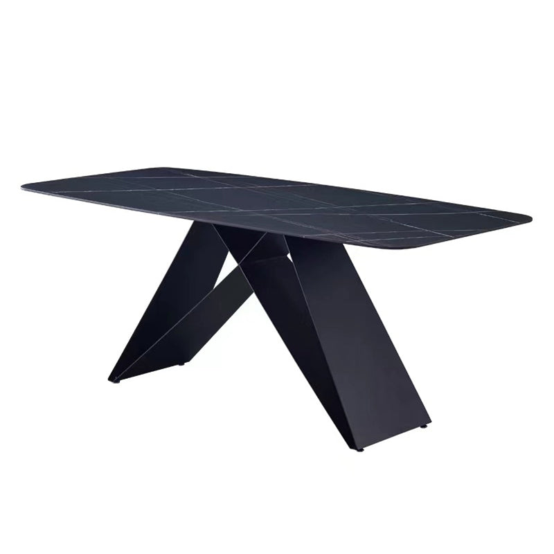 Modern Rectangle Table Stone Dining Room Table with Metal Base
