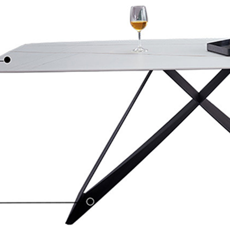 Modern Rectangle Table Stone Dining Room Table with Metal Base